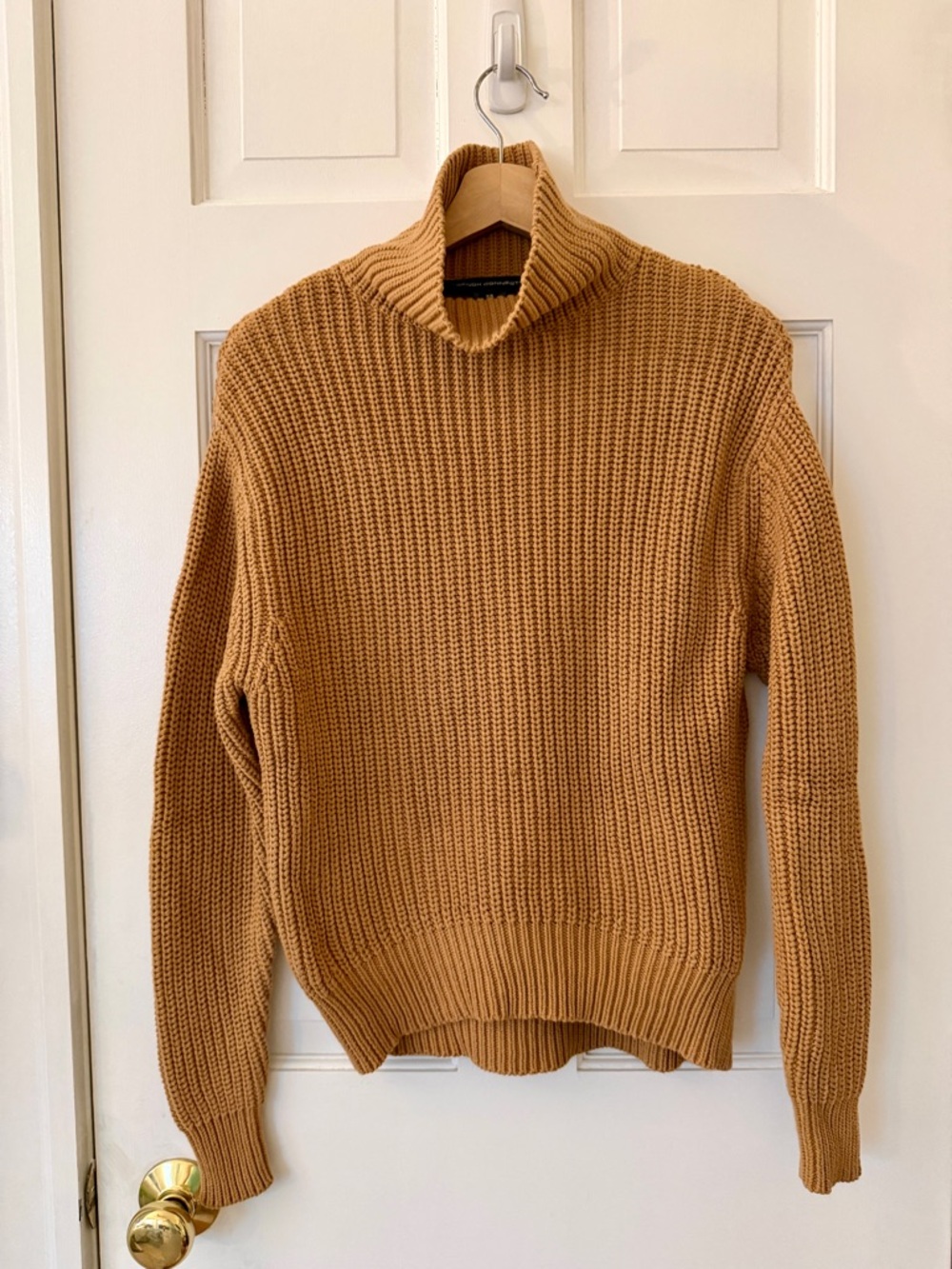 French Connection Camel Brown Chunky Cotton Sweater